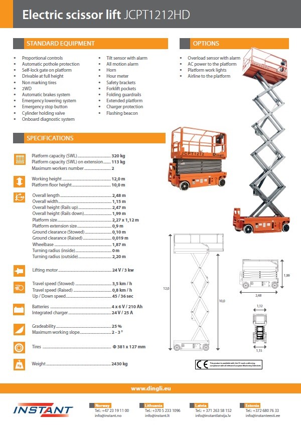 Dingli 12 m. JCPT1212HD Teknik 2